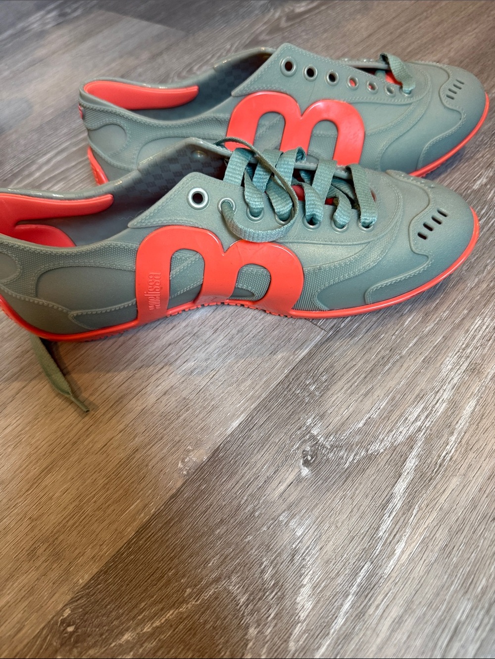 Melissa Olive Jelly  Sneakers with Coral Accents